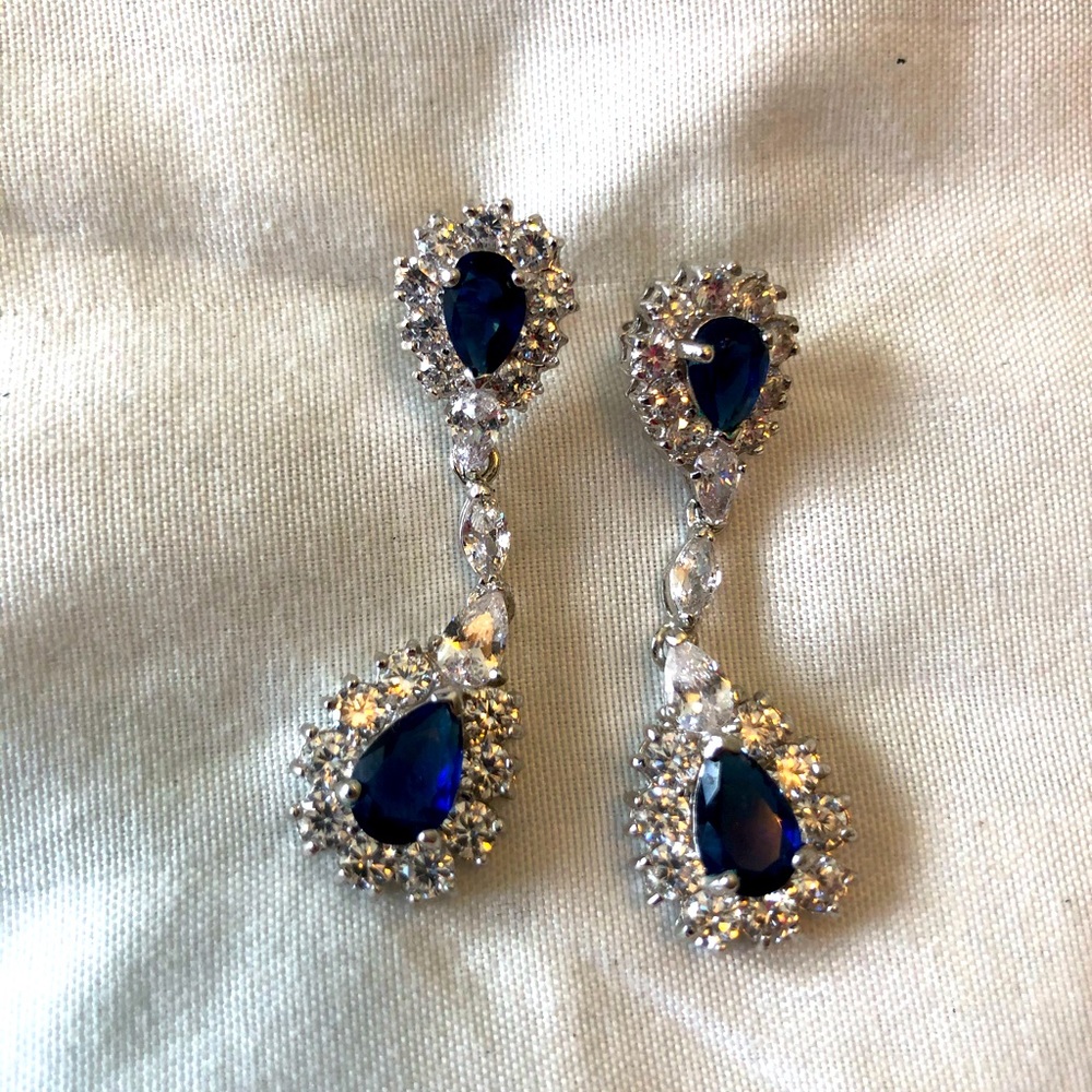 Simulated sapphire earrings